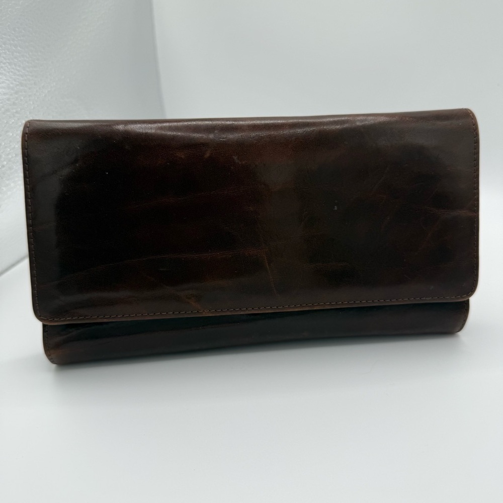 Vintage Brahmin Brown Leather‎ Trifold Wallet Western Old Money